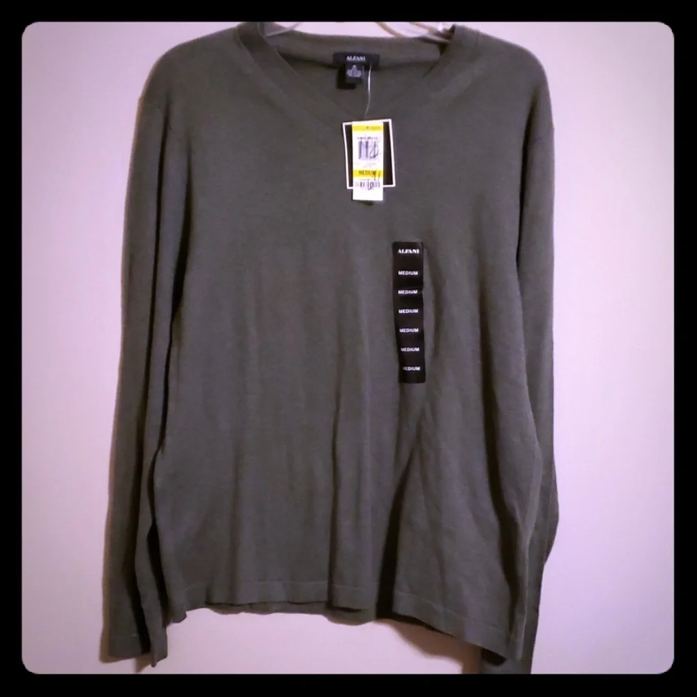 Alfani pima cotton green sweater lightweight nwt